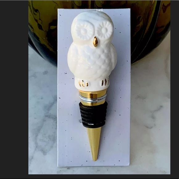 CIROA LETS GIVE THANKS BOTTLE STOPPER OWL CERAMIC - Picture 3 of 6